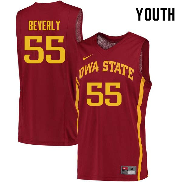 Youth #55 Jeff Beverly Iowa State Cyclones College Basketball Jerseys Sale-Cardinal